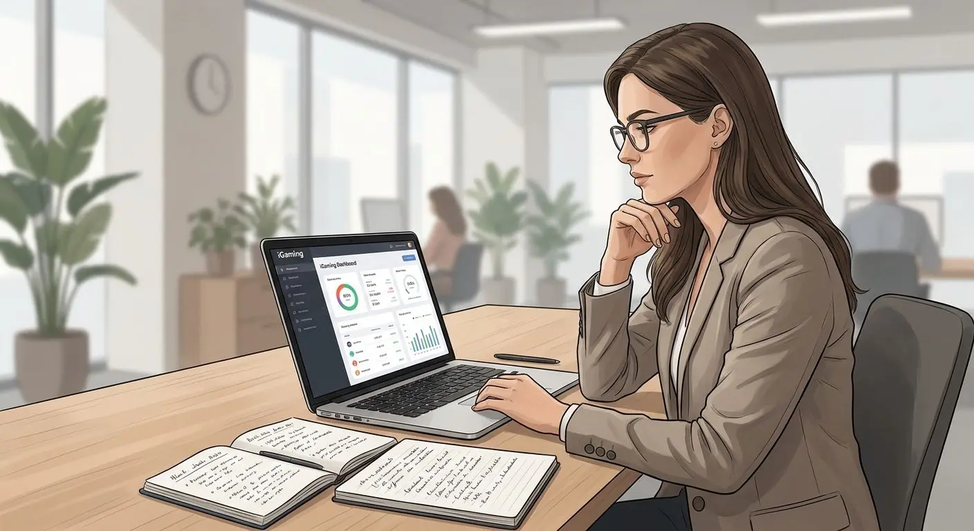 Editorial illustration of an iGaming content expert