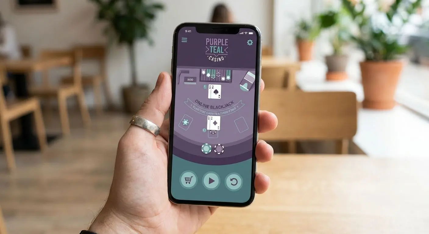 Smartphone showing a mobile blackjack game interface