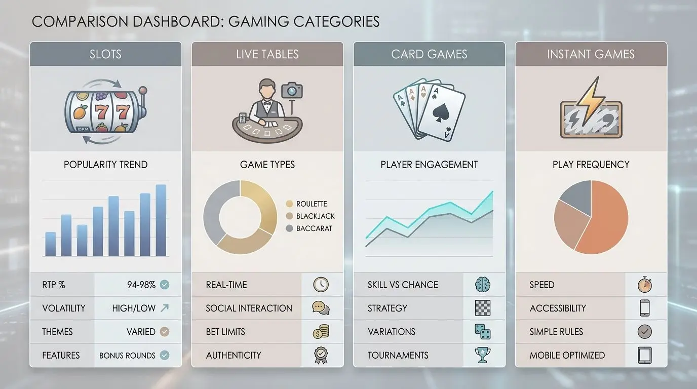 Infographic comparing PlayOJO game options and play styles