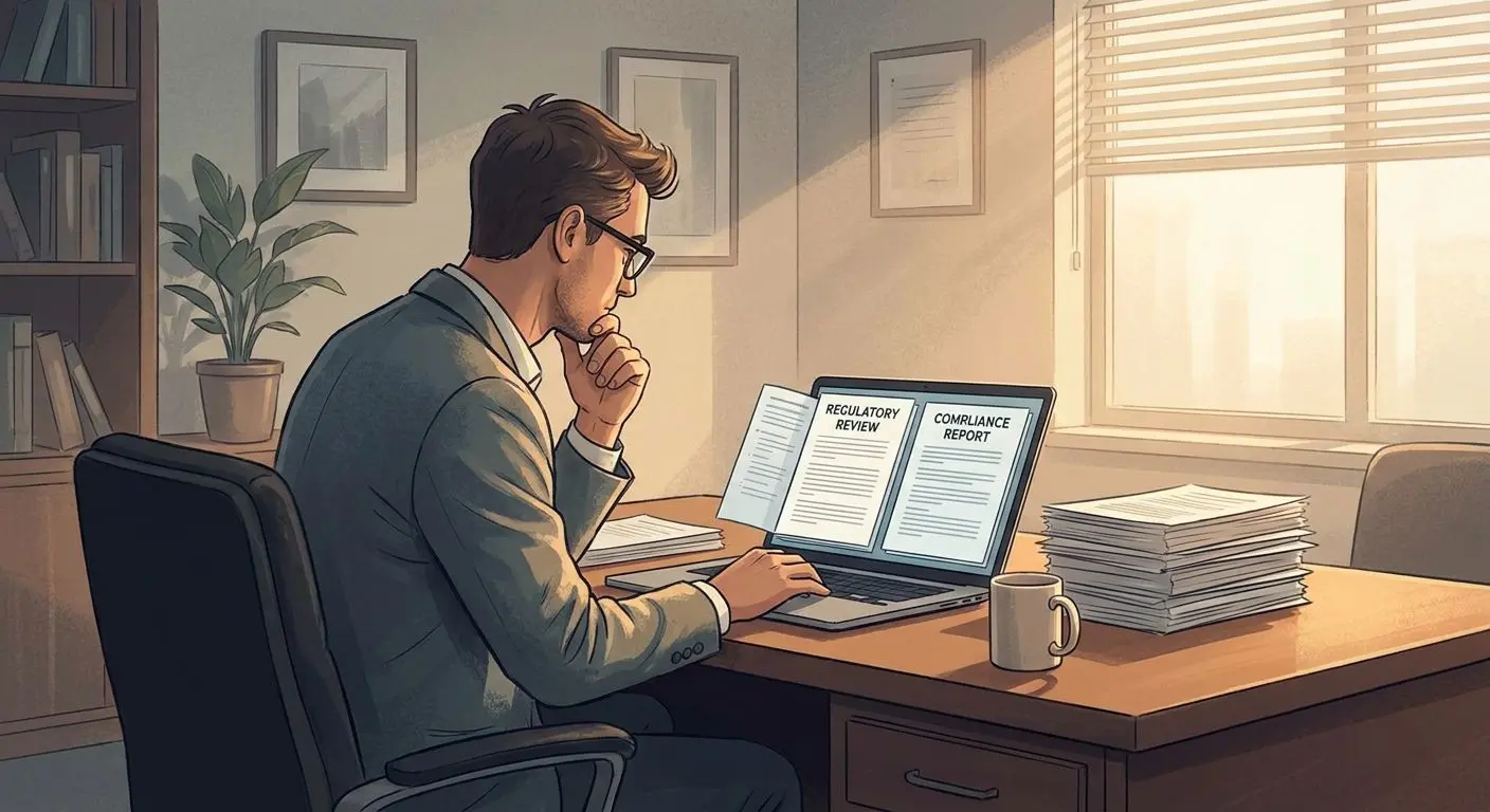 Expert writer reviewing privacy and cookie policy notes