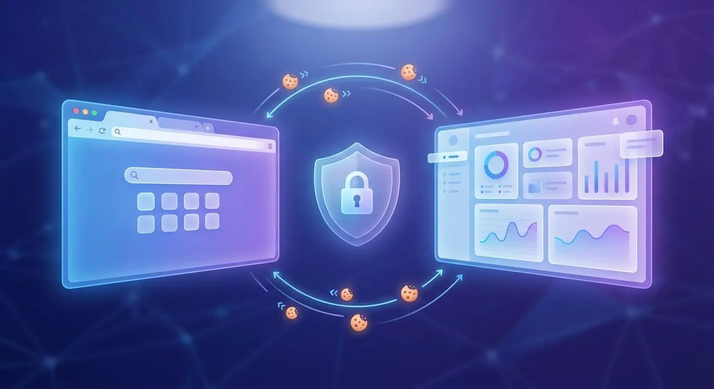 Diagram of website cookies, browser controls and data security protection