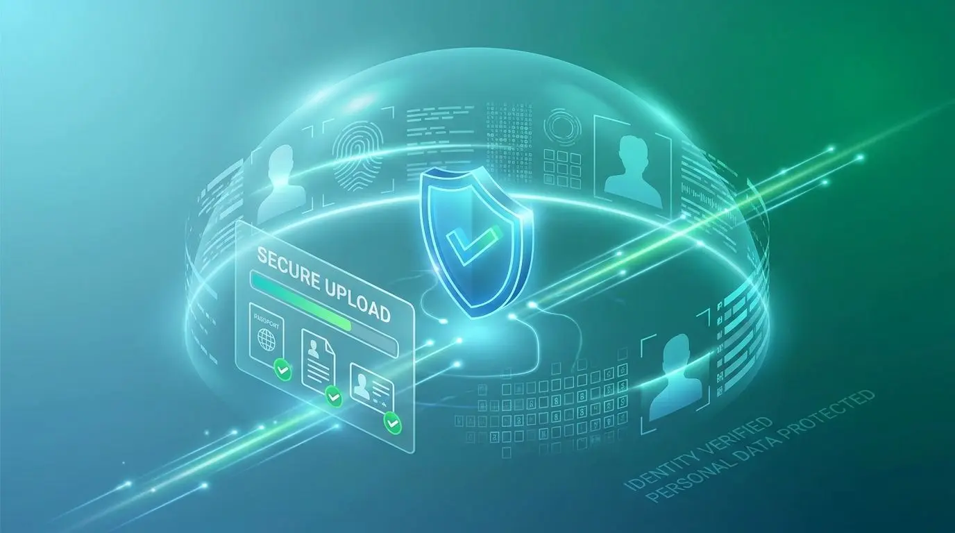 Secure identity verification and document check illustration