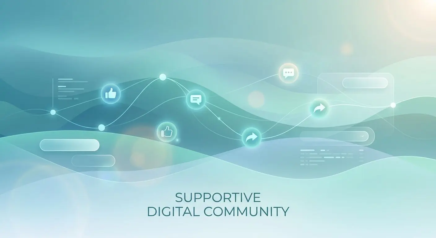 Social Media and Staying Informed Social media and online support community illustration