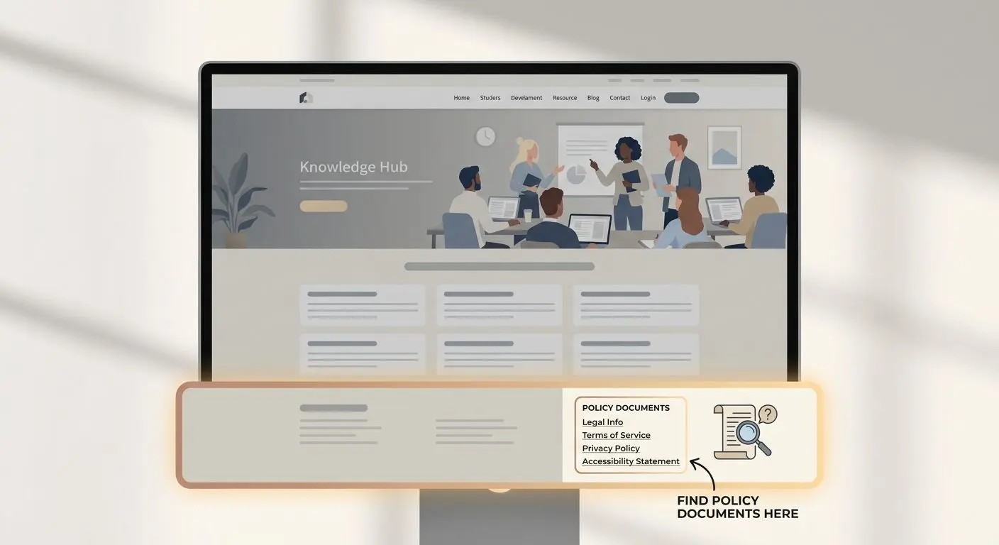 Website footer with legal and terms area highlighted