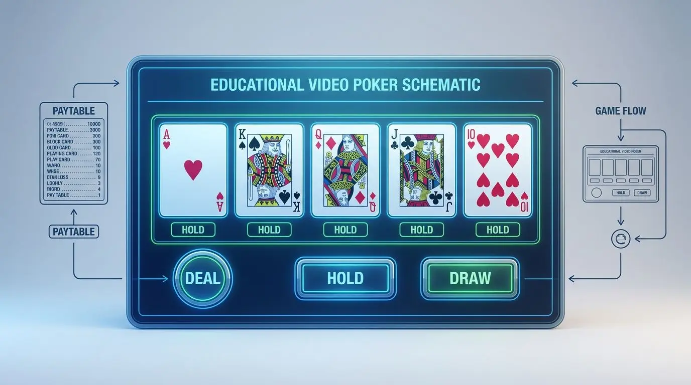How Online Video Poker Works Video poker interface showing Deal Hold and Draw controls